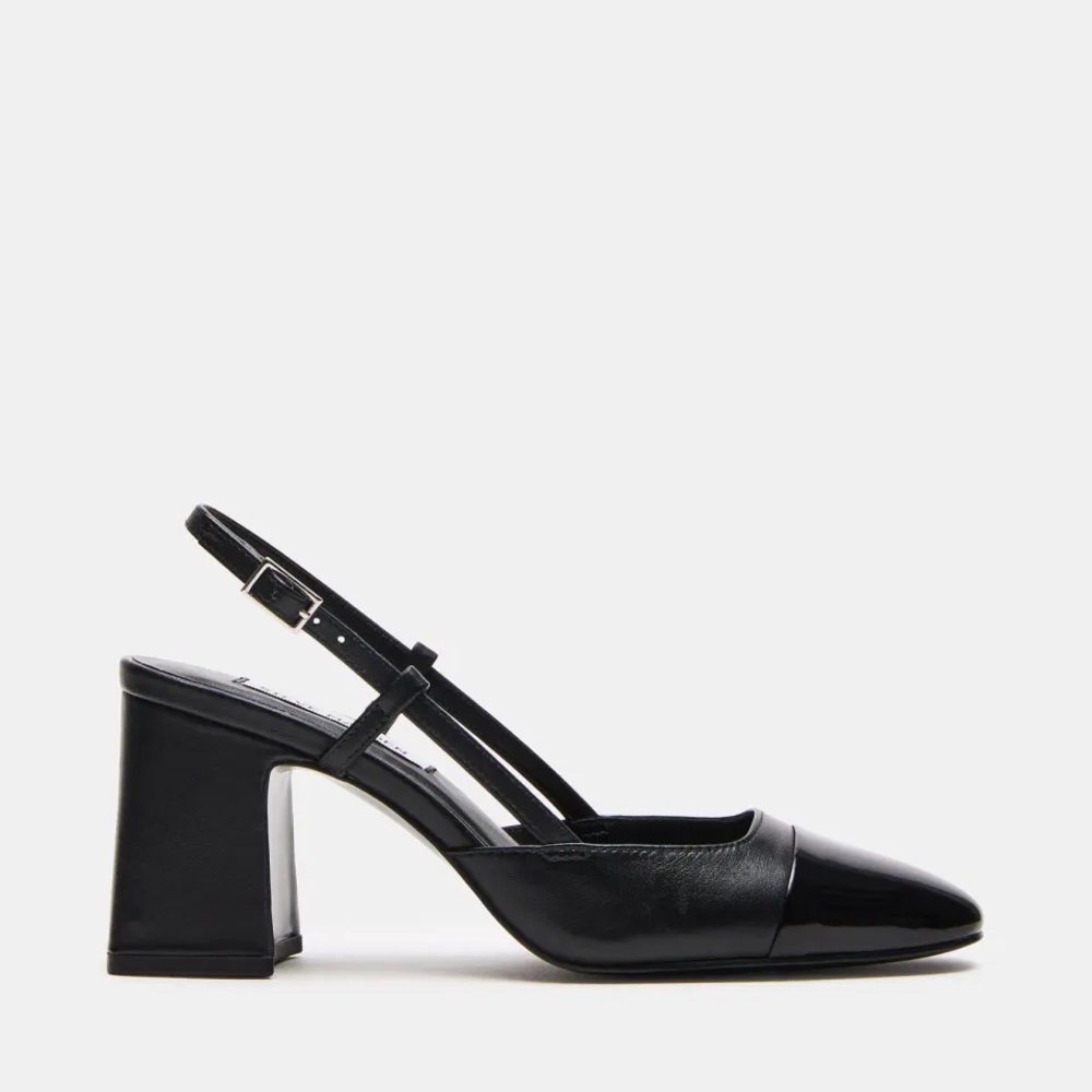 Steve Madden Becka Black Leather Slingback Heels size 8.5